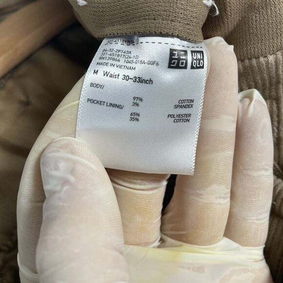 Uniqlo Corduroy Pants Men's Medium Brown Preppy Drawstring Chino Stretch Golf - Picture 2 of 7